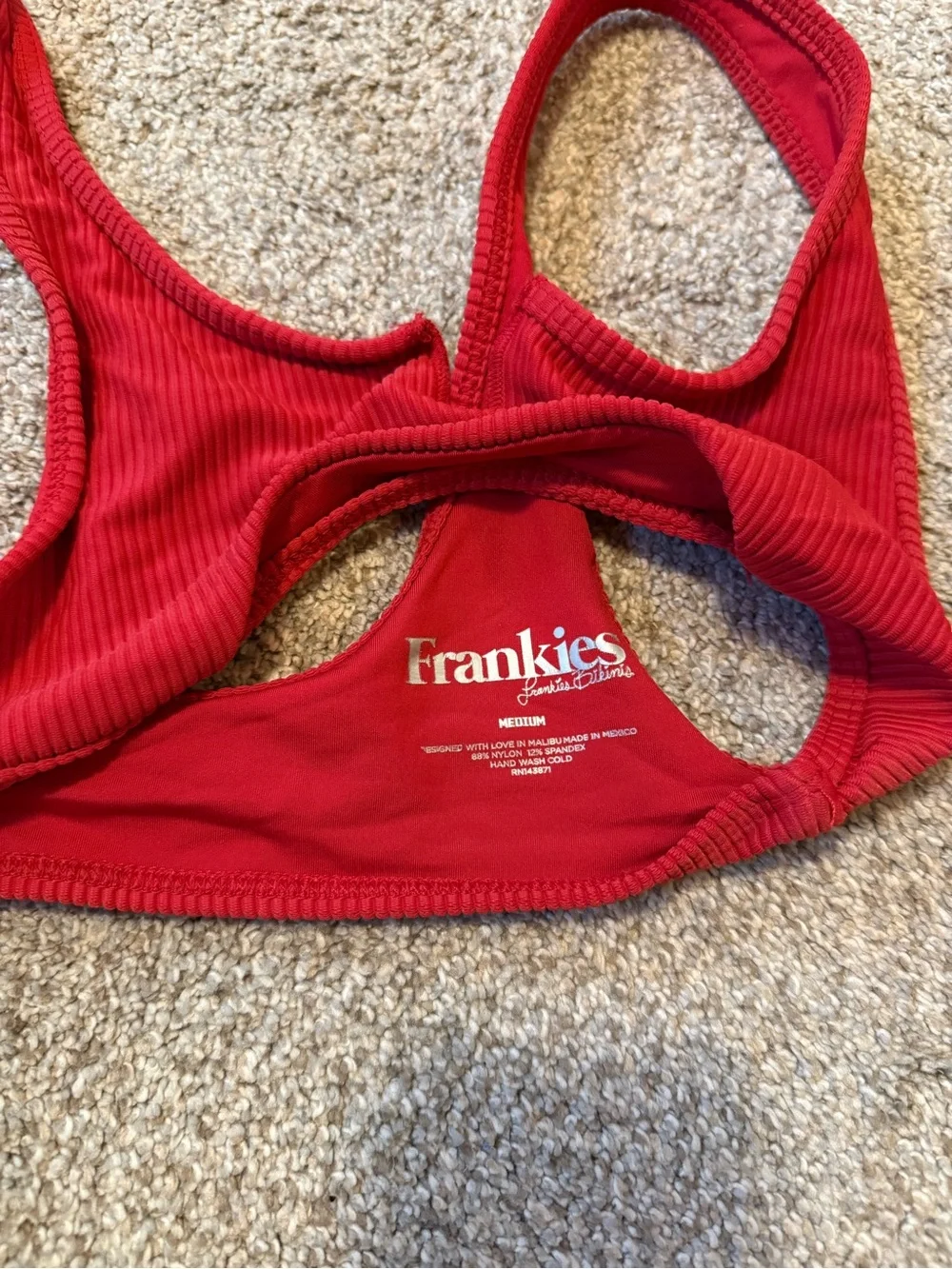 Frankie's Bikinis Red Cutout Bikini Top